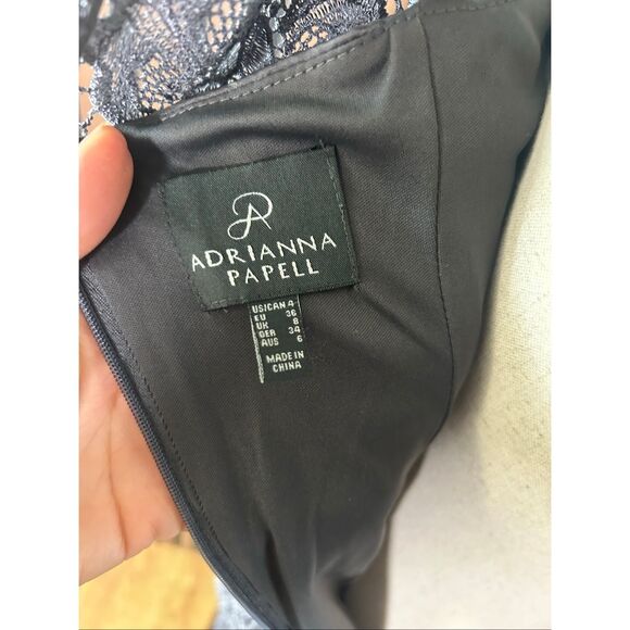 Andrianne Papell gray lacy dress short sleeveless size 4 wedding guest fancy - Picture 4 of 5